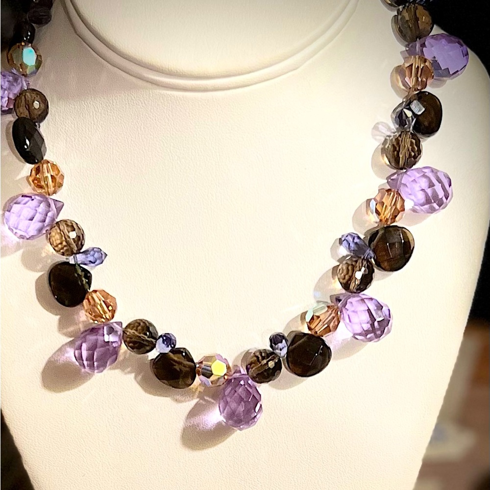 Gemstone and cut glass rare designer necklace